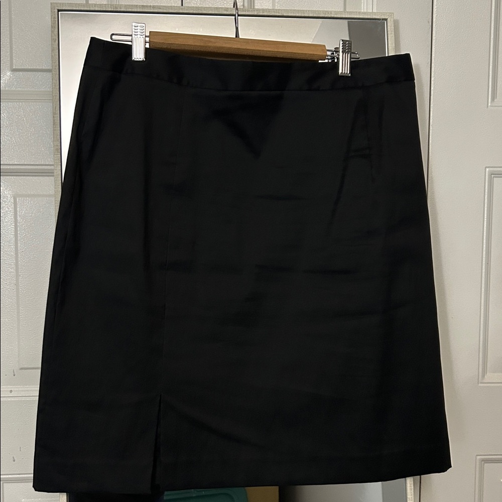 Samuel Dong Black Pencil Skirt Sexy Slit On Front Size XL